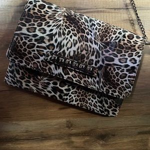 Leopard print cross body purse with chain strap
